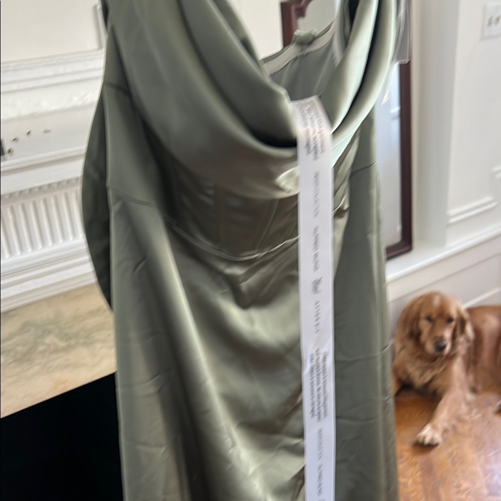 Off the Shoulder Satin Charmeuse Gown with Removable Sleeves (After Six)